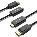 DisplayPort to HDMI 6 Feet Gold-Plated Cable 2 Pack, Avacon Display Port to HDMI Adapter Male to Male Black
