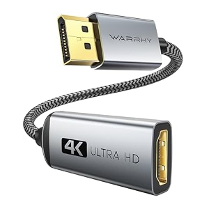 warrky displayport to hdmi adapter 4k uhd 24k gold-plated slim aluminum shell compatible for lenovo dell hp thinkpad gpu amd nvidia