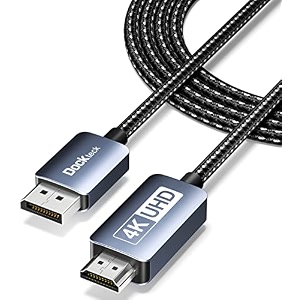 displayport to hdmi cable 4k 60hz dp to hdmi cable 8ft high speed display port cable uhd monitor cord unidirectional male braided cord for dellhpsamsungtvpclaptopmore