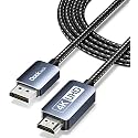 DisplayPort to HDMI Cable 4K 60Hz, DP to HDMI Cable 8ft, High Speed Display Port Cable UHD Monitor Cord, Unidirectional Male Braided Cord for DELL/HP/Samsung/TV/PC/Laptop/More