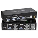 Displayport KVM Switch 2 Monitors 2 Computers 8K 60Hz 4K 120Hz Dual Monitor USB 3.0 KVM Switches for 4 USB Devices, Wired Extension Button,12V DC Adapter and USB3.0 Cables -3.6CM High