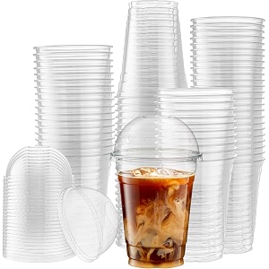 Disposable Biodegradable PET Cups with Dome Lids