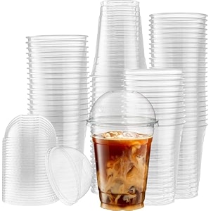 Disposable Biodegradable PET Cups with Dome Lids