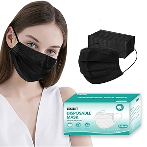 Disposable Black Mask 3-Ply Face Masks with