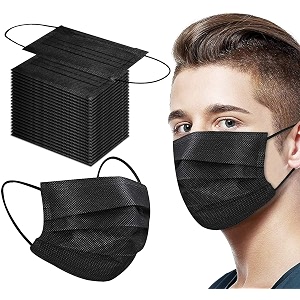 Disposable Black Mask 3-Ply Face Masks with