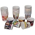 Disposable Color Paper Tea/Coffee Cups, Pack of 100 -Pieces - 150 ml - Multicolor-Printed