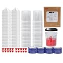 Disposable Easy Paint System(EPS) for Spray Gun,20 Ounce (600ml) Kit with 50 Liners,Lids and Strainer System for LVLP Paint Gun for Automotive,Hangable Divided Easy-Access Organizer Box