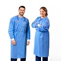 Disposable Isolation Gowns 10-Pack, Level 2, Blue
