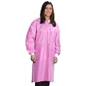 Medical Nation Disposable Lab Coats - Pack of 10 - Durable 50g SMS Knee Length Reusable Lab Coat Unisex, Knit Cuffs and Pockets, For Dental, Hospitals, Pharmacies, Labs, Clinics - Raspberry, Medium