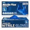 Supmedic Nitrile+ Disposable Gloves, 5 Mil Latex &amp; Powder-Free Glove 100 Ct