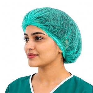 disposable nonwoven bouffant cap 100 pcs green  hair net for medical amp salon  protective head cover mask  kitchen cooking cap for women amp men  breathable workplace dust shield