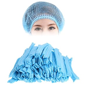 disposable nonwoven bouffant cap 100 pcs blue  hair net for medical amp salon  protective head cover mask  kitchen cooking cap for women amp men  breathable workplace dust shield