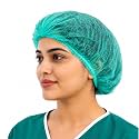 Disposable Nonwoven Bouffant Cap 100 Pcs Green | Hair Net for Medical & Salon | Protective Head Cover Mask | Kitchen Cooking Cap for Women & Men | Breathable Workplace Dust Shield