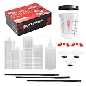 Disposable Paint Cups for Spray Gun,Mixing Cups 12 Ounce (350ml) Kit with 25 Liners and Lids with Strainer System for HVLP&LVLP,1 Hard Cup with Retainer Ring,10 Plugs,1 Cap,1 Wash Bottle