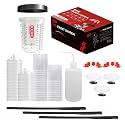 Disposable Paint Cups for Spray Gun,Mixing Cups 26 Ounce (800ml) Kit with 25 Cups and Lids with Strainer System for HVLP&LVLP,1 Hard Cup with Retainer Ring,10 Plugs,3 Caps,1 Wash Bottle