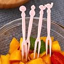 Disposable Plastic Fruit Forks, Blue and Pink, For Dessert, Cocktail, Buffet, 300 Pieces
