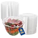Disposable Plastic Salad Bowls with Airtight Lids Ideal for Meal Prep, Takeout, Catering, Parties, Picnics, and Food Storage, Stackable, Leak-Proof