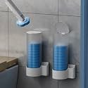Disposable Toilet Bowl Cleaner Wand with 08 Cleaner Refills, Wall Mounted Long Handle Compact Bathroom Scrub Brush Holder Set for Sink Bathtub Wash Basin Mop Pool(English)