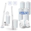 Disposable Toilet Brush， 2 Pack Toilet Wand and Holder with 54 Cleaner Refills Disposable Toilet Cleaning System Cleaner Pads for Toilet Bowl，Bathroom Cleaning，Sink，Bathtub - White