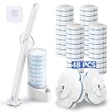 Disposable Toilet Brush and Holder Set with 48 Toilet Cleaner Refills，Toilet Bowl Brush Kit with Refill Pads Disposable Toilet Cleaning System for Toilet Bowl，Bathtub，Bathroom - White