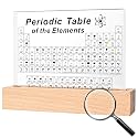 Dissyou Periodic Table with 83 Real Elements,Acrylic Periodic Table Chemical Elements with Wooden Stand,Gift for Students Science Lovers Kids