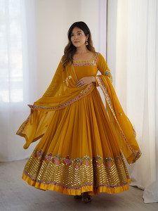 Divastri Embroidered Anarkali Kurta Bottom Dupatta