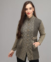 Divastri Printed High Neck Casual Women Beige