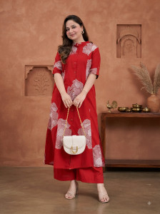Divastri Women Cotton Blend Kurta Palazzo Set