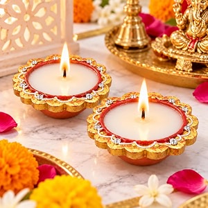 DIVAYANSHI Terracotta Diya with Wax Filled
