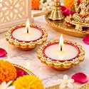 DIVAYANSHI Terracotta Diya with Wax Filled 
