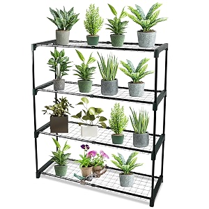 divchi 4-tier garden storage shelves  shelving unit  greenhouse shelf  shed rack  plant racks  garage racking  green house staging - easy no tool assembly