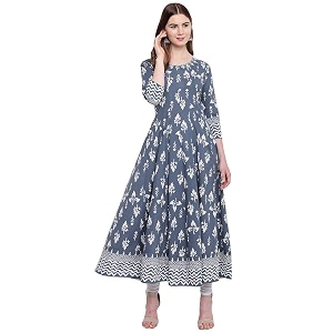 Divena Grey Cotton Gotta Patti Work Anarkali