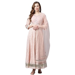 Divena Light Pink Cotton Anarkali Gown Pant