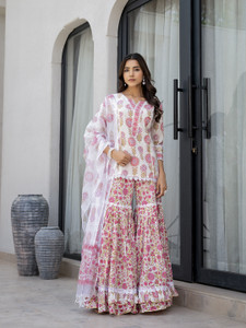 DIVENA Printed Kurta Sharara Dupatta Set