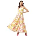 Divena Rayon Cream A-Line Floral Printed Midi