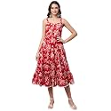 Divena Rayon Cream A-Line Floral Printed Midi
