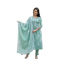 Divena Teal Green Cotton Pintuck Design Kurta