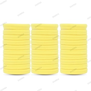 diversa hair ties ponytail holders for thick thin hair elastic hair for women girls no cease nylon soft seamless hair bands no damage yellow pack of 30 ps