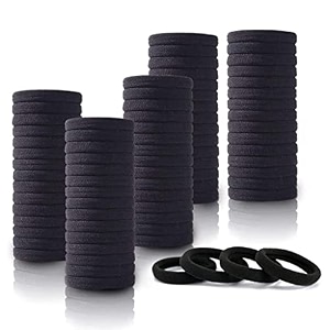 diversa slim hair rubber bands elastic thin women hair bands girls strechable hair ties ponytail holders black pack of 50 pcs