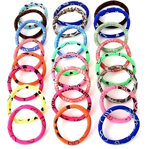diversa multiprinted hair elastic cotton stretchable rubber bands polytail hair ties for women and girls multicolor pack of 48 pcs - multi-printed