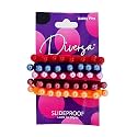 DIVERSA Pearl Hair Rubber Bands | Cotton Designer Hair Ties For Girls | Fancy Polnytail Holders For Women | Elastic Occassional Hair Bands For Women and Girls (Dark Multicolors, Pack of 10 Pcs)