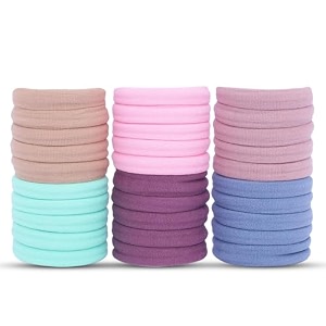 diversa seamless thick cotton hair rubber bands durable elastic ties ponytail holders hair accessories for women amp girls - natural colors pack of 100 pcs
