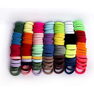 diversa seamless thick cotton hair rubber bands durable elastic ponytail holder hair ties headbands hair accessories for girls and women multicolor pack of 100 pcs