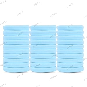 diversa seamless thick cotton hair rubber bands durable elastic cotton ties strechable ponytail holders hair accessories for women amp girls skyblue pack of 30 ps