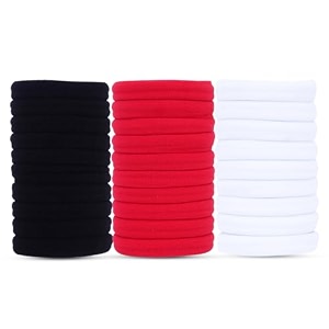 diversa seamless thick cotton hair rubber bands durable elastic ties ponytail holders hair accessories for women amp girls - redwhiteblack pack of 60 pcs