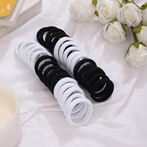 diversa seamless thick cotton hair rubber bands durable elastic ties ponytail holders hair accessories for women amp girls - white amp black pack of 60 pcs