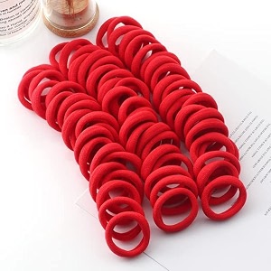 diversa seamless thick cotton hair rubber bands durable elastic ties ponytail holders hair accessories for women amp girls - red pack of 100 pcs