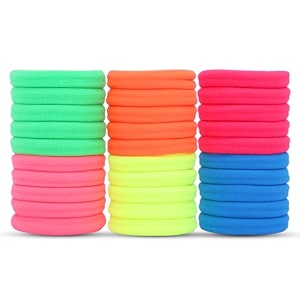 diversa seamless thick cotton hair rubber bands durable elastic ties ponytail holders hair accessories for women amp girls - neon colors pack of 100 pcs