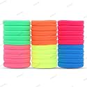 Diversa Seamless Thick Cotton Hair Rubber Bands, Durable Elastic Ties, Ponytail Holders, Hair Accessories for Women &amp; Girls - Neon Colors (Pack of 30 Pcs)