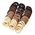 Diversa Seamless Thick Cotton Hair Rubber Bands, Durable Elastic Ties, Ponytail Holders, Hair Accessories for Women &amp; Girls… (Coffee)